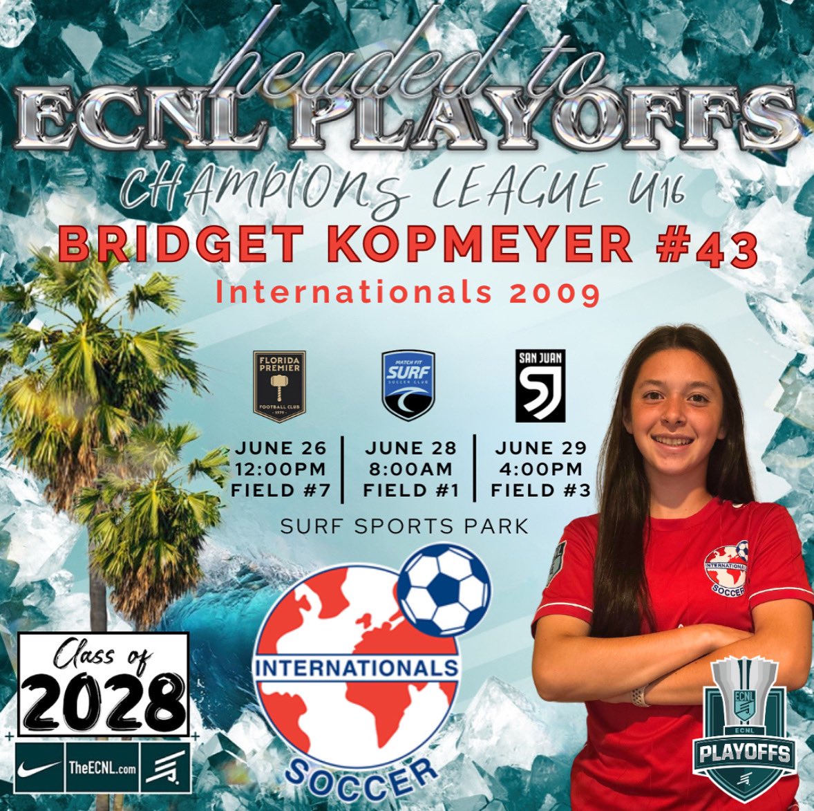 Excited to compete at ECNL playoffs champions league from June 26 - July 2!
#ecnlplayoffs #classof2028