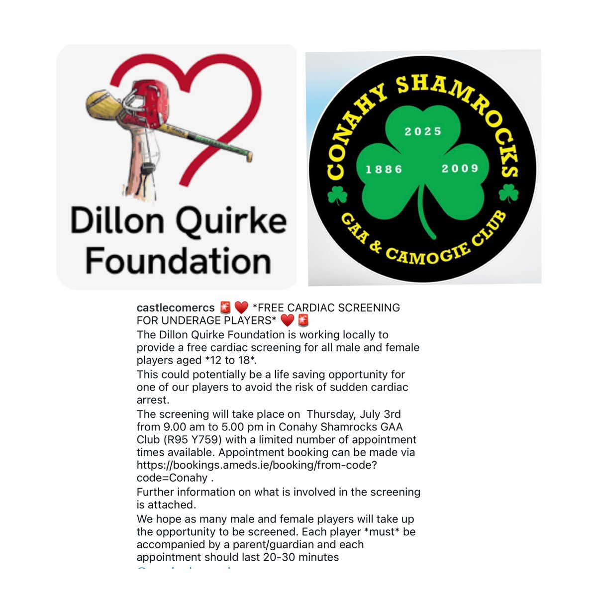 bookings.ameds.ie/booking/from-c… <a href="/ConahyShamrocks/">Conahy Shamrocks</a> <a href="/dqfoundation22/">Dillon Quirke Foundation</a>