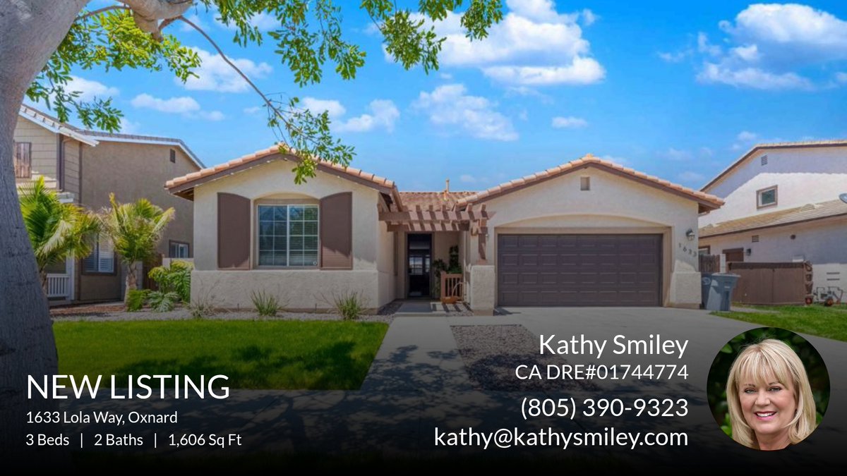 KathySmiley's tweet photo. If you're looking for a 3 bedroom home in Oxnard, this new listing could be the one! Click for more pictures and information. Show someone who might be interested or call me at (805) 390-9323!

Kathy Smiley, Realtor
Ca DRE... https://t.co/ZWezmBnKPY https://t.co/9VqfXJvWtL
