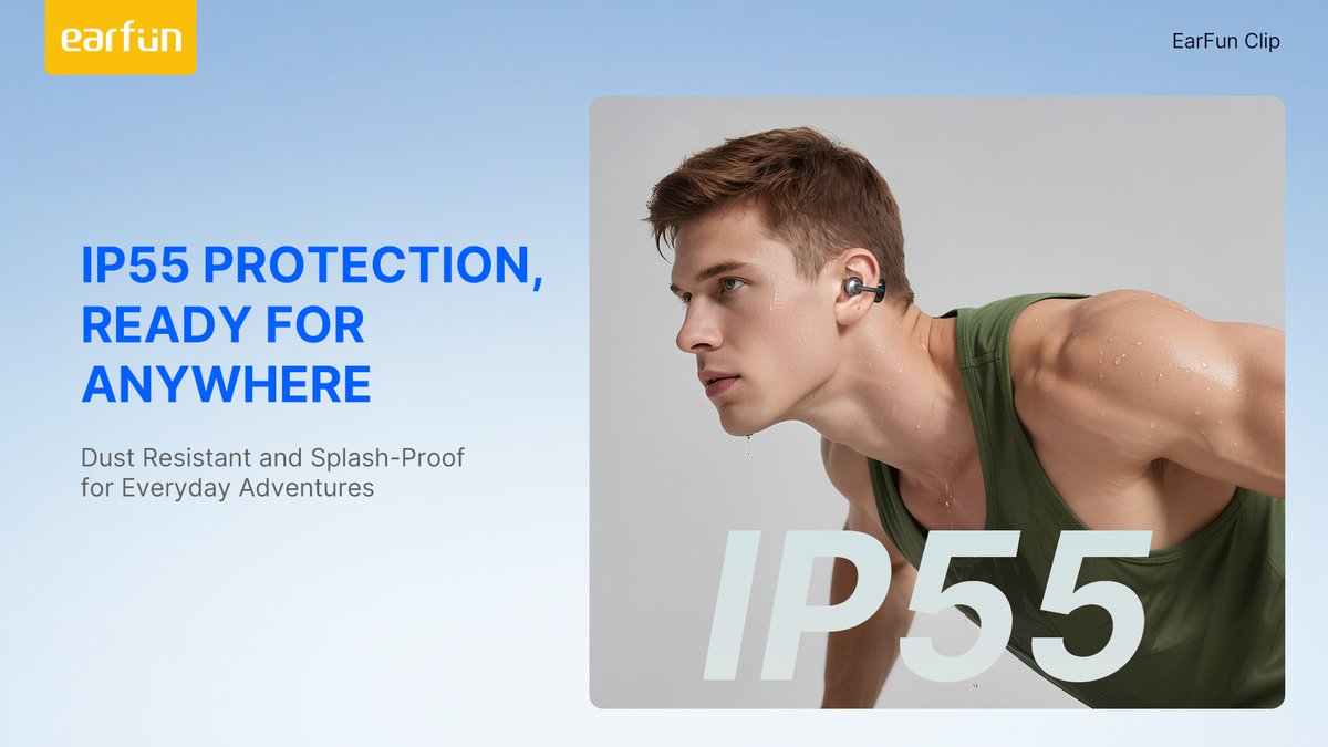 EarFun Official (@earfunaudio) on Twitter photo ๐ง Built to endure.
With IP55 dust & water resistance, EarFun Clip is made for real-world action โ rain, sweat, or shine.
๐ Wear it your way, every day.
๐ b.link/vyrfgsjd
#EarFunClip #IP55Durability #WeatherproofWear #OpenEarAdventure ๐ง Built to endure.
With IP55 dust & water resistance, EarFun Clip is made for real-world action โ rain, sweat, or shine.
๐ Wear it your way, every day.
๐ b.link/vyrfgsjd
#EarFunClip #IP55Durability #WeatherproofWear #OpenEarAdventure