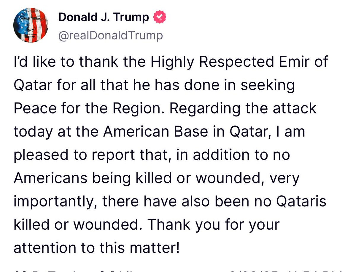 BREAKING: Trump thanks Iran for giving 'early notice' of its "very weak response'" 
#IranIsraelConflict #Iran #USattackIran #Trump