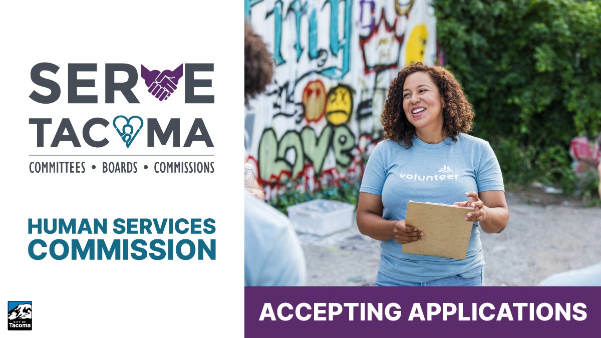 💙The Human Services Commission is accepting applications to fill 5 member positions and 1 youth position. Learn more about this volunteer advisory body and apply by 7/14 at http://tacoma.gov/cbc. 