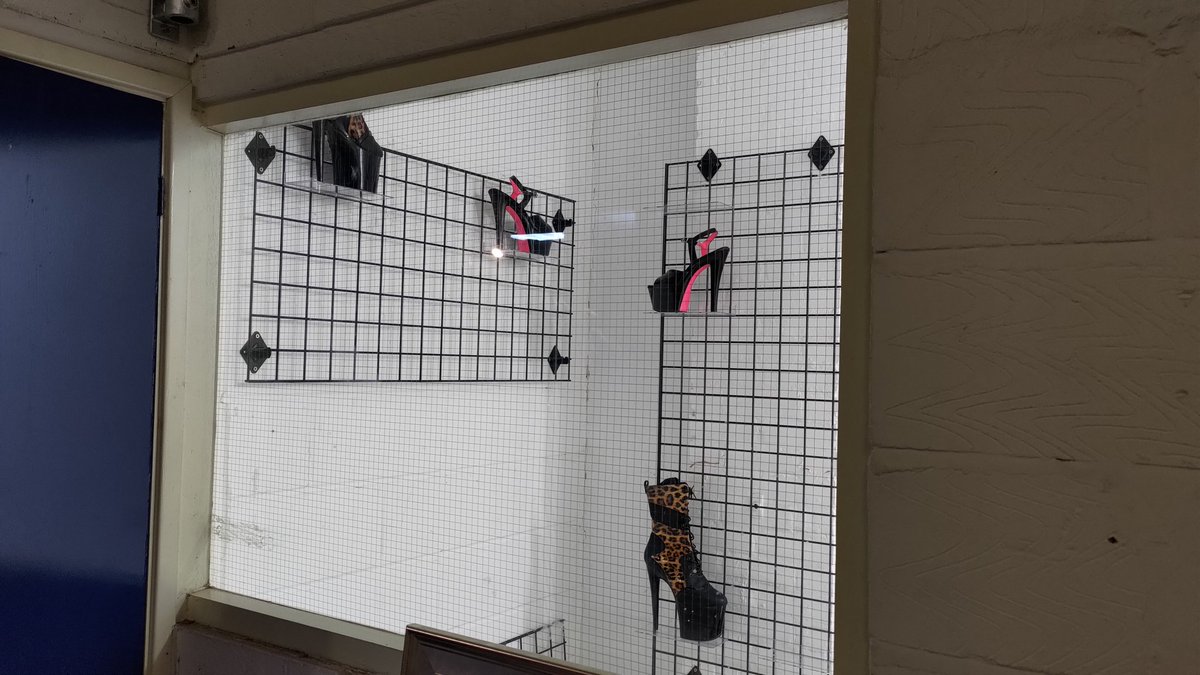 Putting up a heel display at the dungeon above the stairs. 

You will be able to pick out your favourite pairs for me to wear when you arrive.🤪🎉