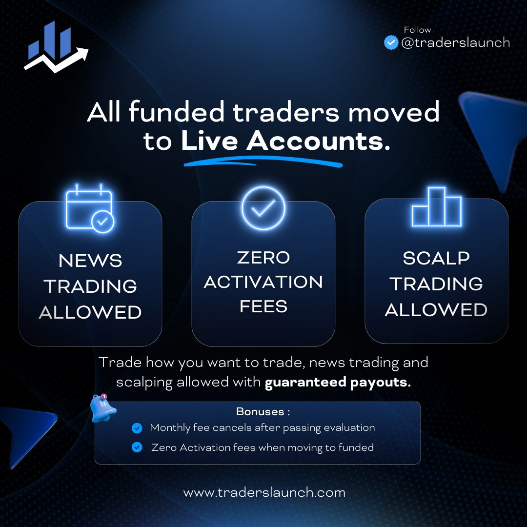 ๐ฅ๐ถ๐๐ธ ๐ง๐ฎ๐ธ๐ฒ๐ฅ (@0thayyab0) on Twitter photo ๐จ BREAKING: Live Accounts Activated for All Funded Traders! ๐ฅ
๐ข <a href="/TradersLaunch/">Traders Launch</a> just made it official:
โ
News Trading Allowed
โ
Zero Activation Fees
โ
Scalp Trading Allowed
๐ธ Guaranteed Payouts โ No more waiting or restrictions!
๐ BONUSES:
๐น Monthly fee CANCELS after ๐จ BREAKING: Live Accounts Activated for All Funded Traders! ๐ฅ
๐ข <a href="/TradersLaunch/">Traders Launch</a> just made it official:
โ
News Trading Allowed
โ
Zero Activation Fees
โ
Scalp Trading Allowed
๐ธ Guaranteed Payouts โ No more waiting or restrictions!
๐ BONUSES:
๐น Monthly fee CANCELS after