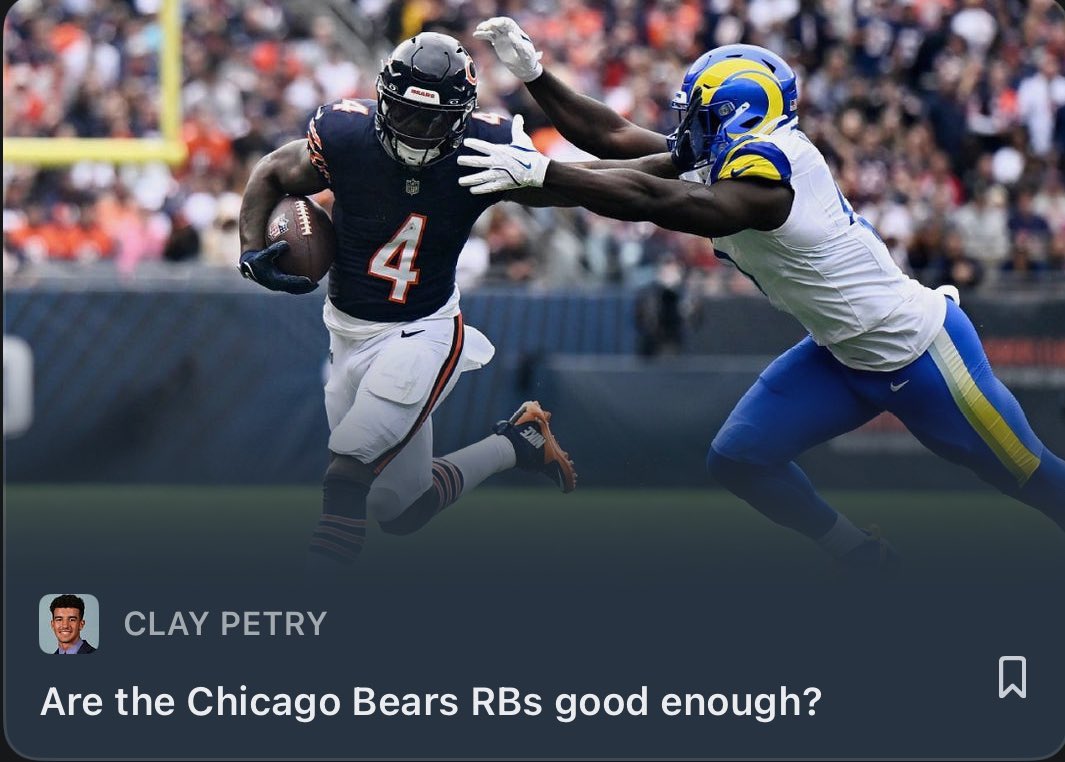 claypetry1's tweet photo. Do the Bears actually need a RB upgrade? I wrote about it below 
⬇️⬇️⬇️
https://t.co/DvP9XALIyq https://t.co/GXrBjMbbSC