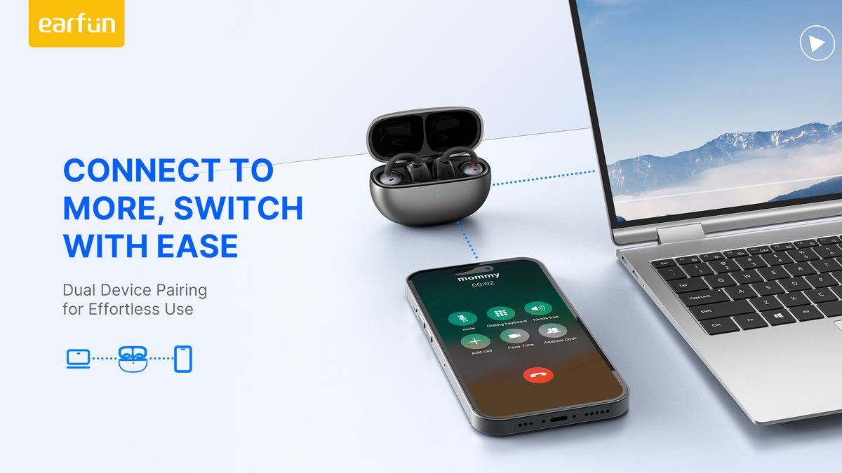 EarFun Official (@earfunaudio) on Twitter photo ๐ Connected to two devices, zero hassle.
EarFun Clip lets you switch between phone and laptop seamlessly โ multitasking made simple.
๐ Clip on and stay in control.
๐ b.link/vyrfgsjd
#EarFunClip #DualDevice #SeamlessSwitch #StayConnected ๐ Connected to two devices, zero hassle.
EarFun Clip lets you switch between phone and laptop seamlessly โ multitasking made simple.
๐ Clip on and stay in control.
๐ b.link/vyrfgsjd
#EarFunClip #DualDevice #SeamlessSwitch #StayConnected
