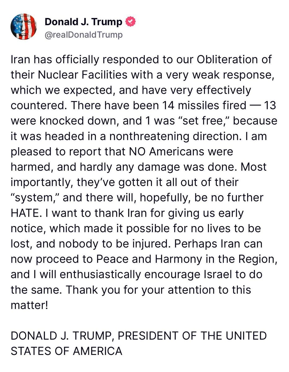 US determination doesn't reflect to respond to iran 
Trump seek peace ✌️