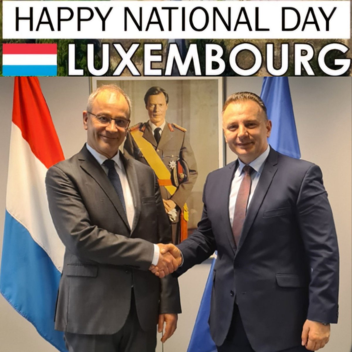 Ambassador Astrit Zemaj (@astritzemaj) on Twitter photo Happy National Day to our friends and partners 🇱🇺 <a href="/LU_OTAN/">Représentation du Luxembourg auprès de l'OTAN</a>
#StrongerTogether 🇽🇰🤝🇱🇺
#Luxembourg <a href="/MFA_Lu/">MFA Luxembourg 🇱🇺</a> Happy National Day to our friends and partners 🇱🇺 <a href="/LU_OTAN/">Représentation du Luxembourg auprès de l'OTAN</a>
#StrongerTogether 🇽🇰🤝🇱🇺
#Luxembourg <a href="/MFA_Lu/">MFA Luxembourg 🇱🇺</a>