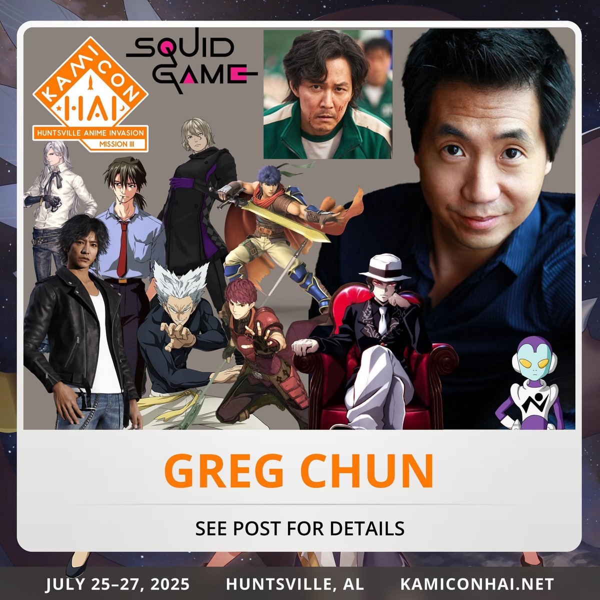 Huntsville Anime Invasion (@kamiconhai) on Twitter photo ATTN Cadets: Time to practice you Total Concentration Breathing because <a href="/gregchunva/">Greg Chun - find me on Bluesky!</a> is coming to HAI MSN III! ATTN Cadets: Time to practice you Total Concentration Breathing because <a href="/gregchunva/">Greg Chun - find me on Bluesky!</a> is coming to HAI MSN III!