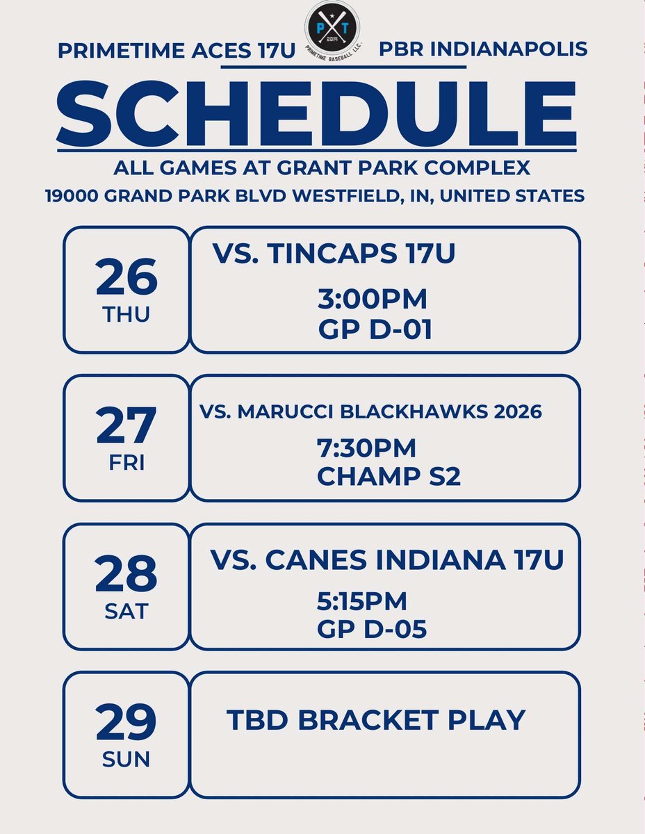 My schedule for my upcoming tournament in Indianapolis. <a href="/CBerset10/">Chris Berset</a> <a href="/rshiel3/">Ryan Shiel</a>