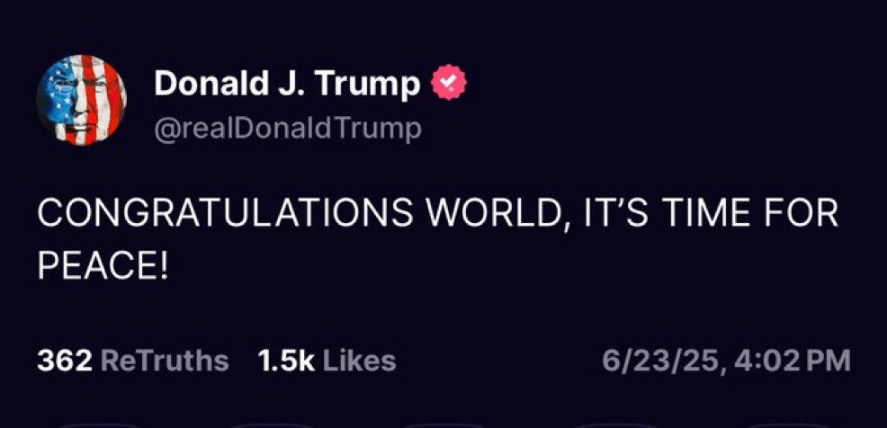 - Trump + Qatar were warned in advance

- No casualties = intentional

- Same bomb count as U.S. used = symbolic

- Iran calls it “devastating” for headlines

- U.S. + Israel say “mission accomplished”

- All 3 sides can now claim a win

- This was theatre, not escalation

-