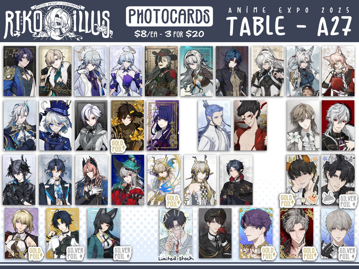 Riko_illus's tweet image. First time tabling at #AX2025 [RTs appreciated 🥺🙏💖]
My catalogue includes: Arknights, Hoyoverse, Vtubers, LADS, and various fandoms!

Also I am running an Arknights stamp rally as well! 🕺✨🍙(more info below)

[#AnimeExpo #AX2025ArtistAlley #AXArtistAlley2025 #AXCatalog]