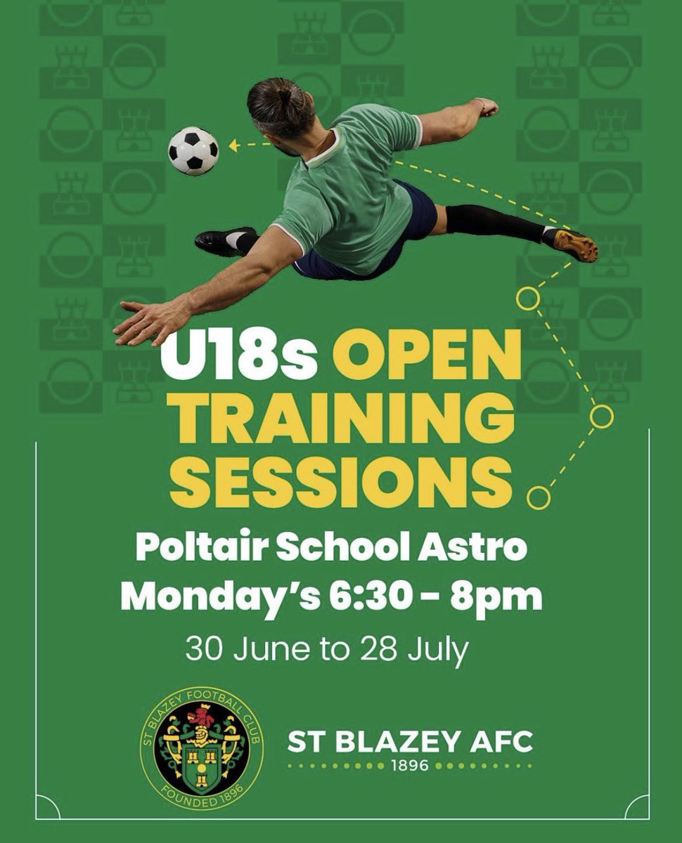 Next Monday sees the beginning of our U18 open training sessions. We want as many players as possible to attend with the desire to represent a big club with a proven pathway into open age football. 

Any questions, please contact Simon 07401 575479. Come and join us! 💚🖤