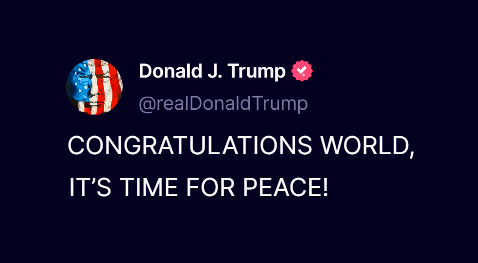 NOW GIVE ME MY NOBEL PEACE PRIZE!!!😎🇺🇸🥳🥳🥳