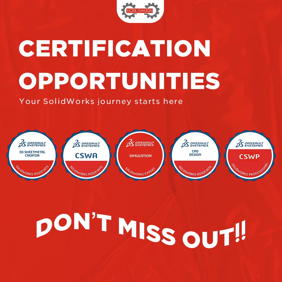 UOFKSWUG's tweet photo. 🚨 BIG ANNOUNCEMENT – CERTIFICATION OPPORTUNITIES! 🚨
 Your SolidWorks journey starts here, and the chance to get officially certified is finally happening! 🎓🔥 https://t.co/muil3yWu4W