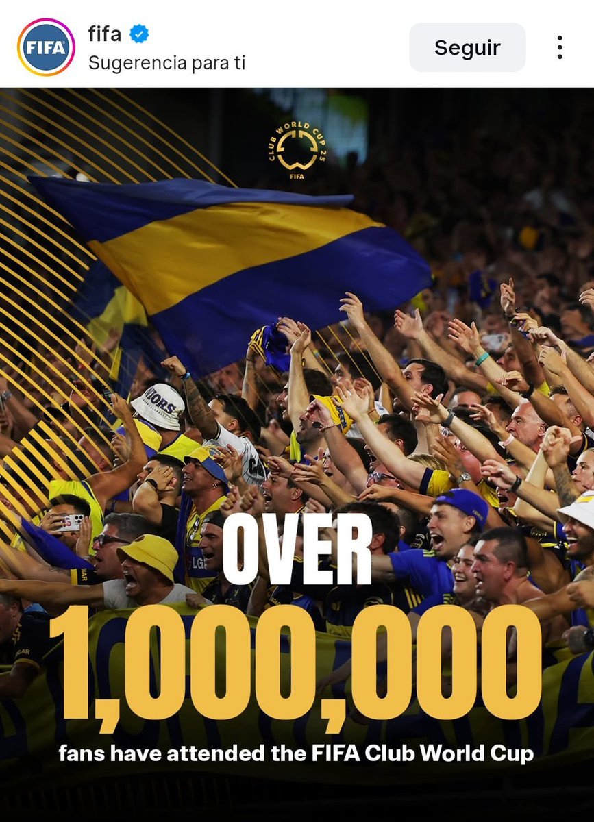 la fifa confirmó que hubieron, por ahora, más de UN MILLÓN de hinchas de Boca en el mundial de clubes

a ver dónde se meten carpetamillo y spidercarp ahora 🤷🏻‍♂️