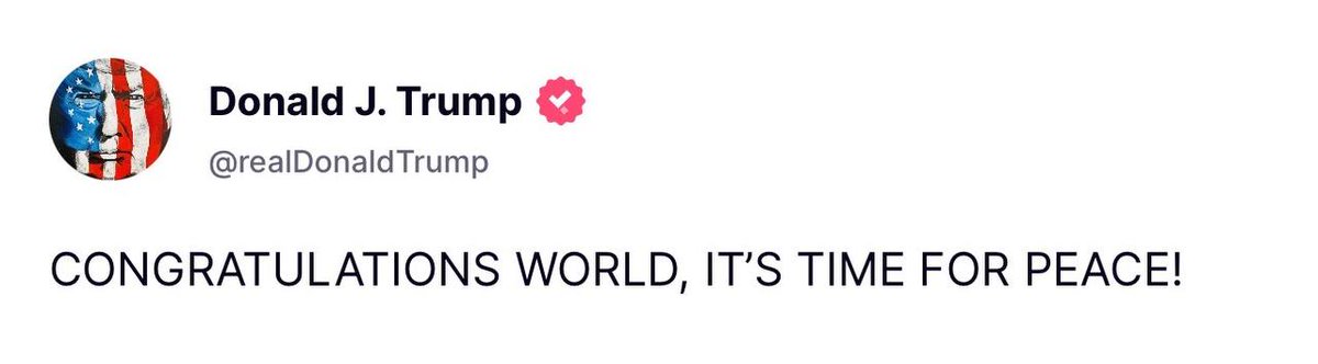 IK Today (@uuuuupp10) on Twitter photo Trump congratulates the WORLD
‘IT’S TIME FOR PEACE’
#IranIsraelConflict #Iran Trump congratulates the WORLD
‘IT’S TIME FOR PEACE’
#IranIsraelConflict #Iran