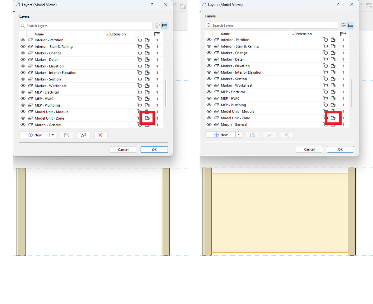 #ArchicadTip: If your Zone's Layer is set to Wireframe, the Zone's color will not be visible in Sections/Elevations/Interior Elevations, only its outlines.