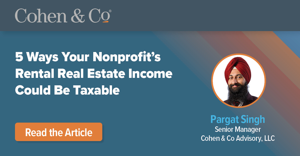Nonprofits with annual gross income above $1,000 stemming from activities unrelated to their exempt purposes could be subject to unexpected tax. Could this impact your nonprofit? Pargat Singh explains in his most recent blog. cohenco.com/knowledge-cent…