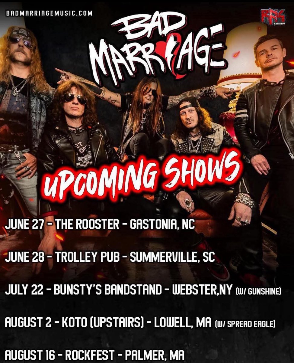 BadMarriageBand's tweet image. Get your tix for a Rocking Evening near you.... Hope you see you there 🤘🔥🤘

#RockandRoll 
#OriginalRock 
#BostonRock
badmarriagemusic.com