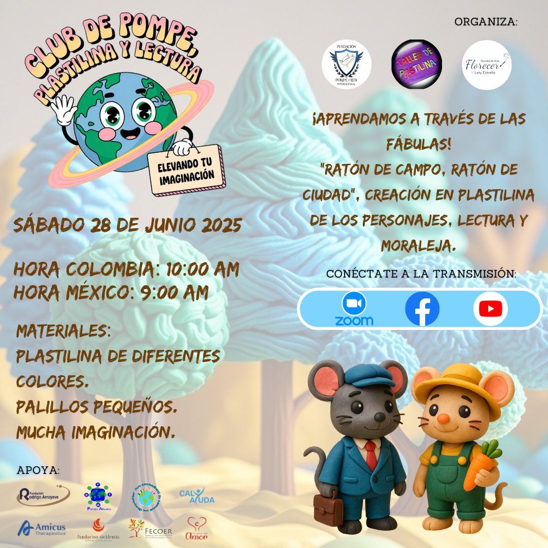 ClubPompe's tweet image. Despierta tu imaginación con el poder de las fábulas. Con &quot;Ratón de campo, Ratón de ciudad&quot; como inspiración, nos embarcaremos en un viaje de creación (¡con plastilina!), lectura compartida y descubrimiento de una moraleja que nos dejará pensando.