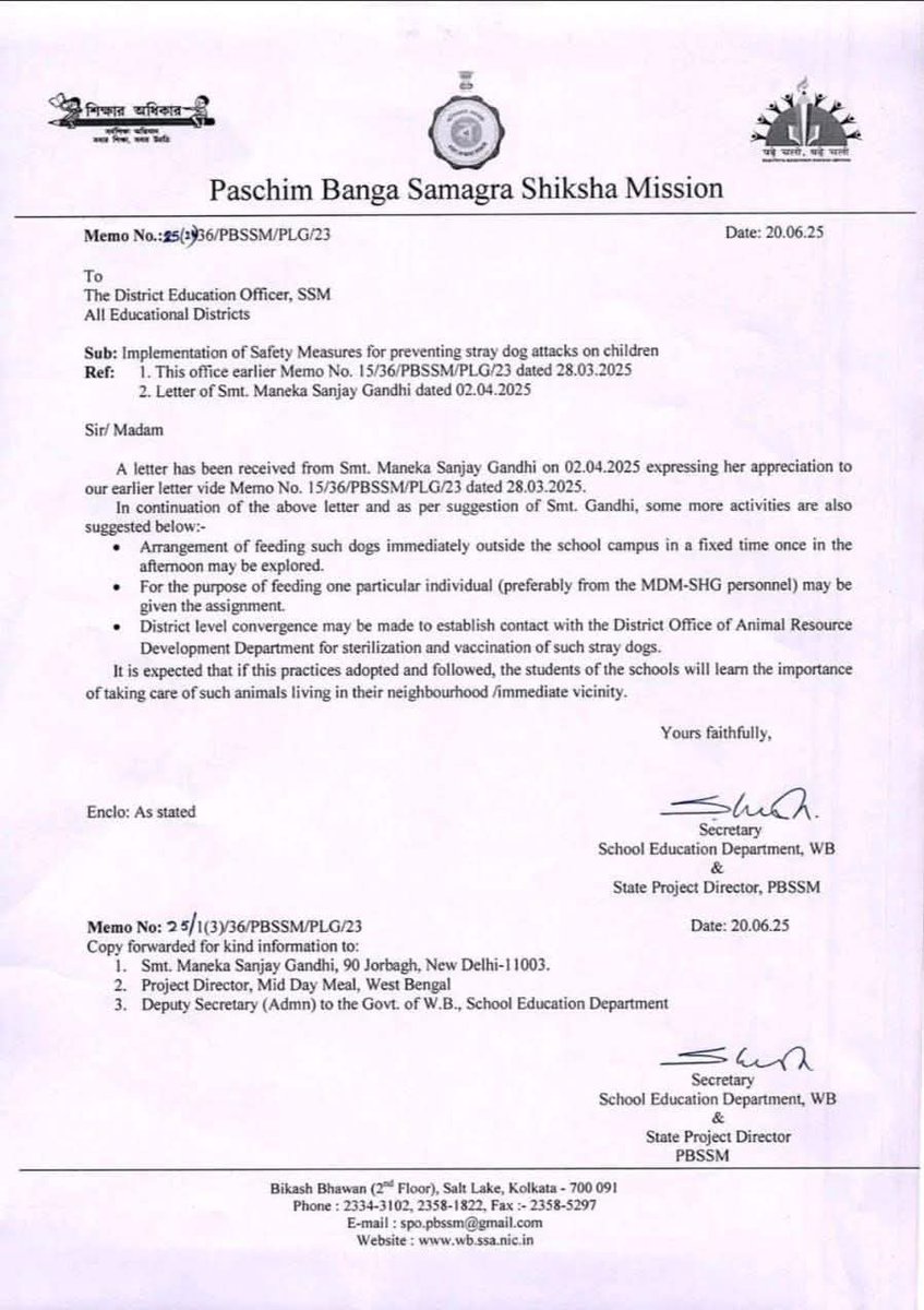 VaskarC17's tweet photo. #WestBengal #govt has launched an initiative for govt-aided #schools to #feed, #vaccinate #straydogs on school grounds, suggested by #former #UnionMinister #manekagandhi aims to teach students #empathy, #animalcare.

POV What Bengal Thinks Today, India Thinks Tomorrow. ❤️ https://t.co/XR3rol31v4