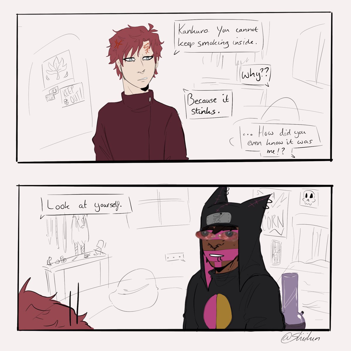 Skiikenn's tweet photo. Giggling 🍃 #kankuro #gaara #sandsiblings https://t.co/Klzhcrgd6f