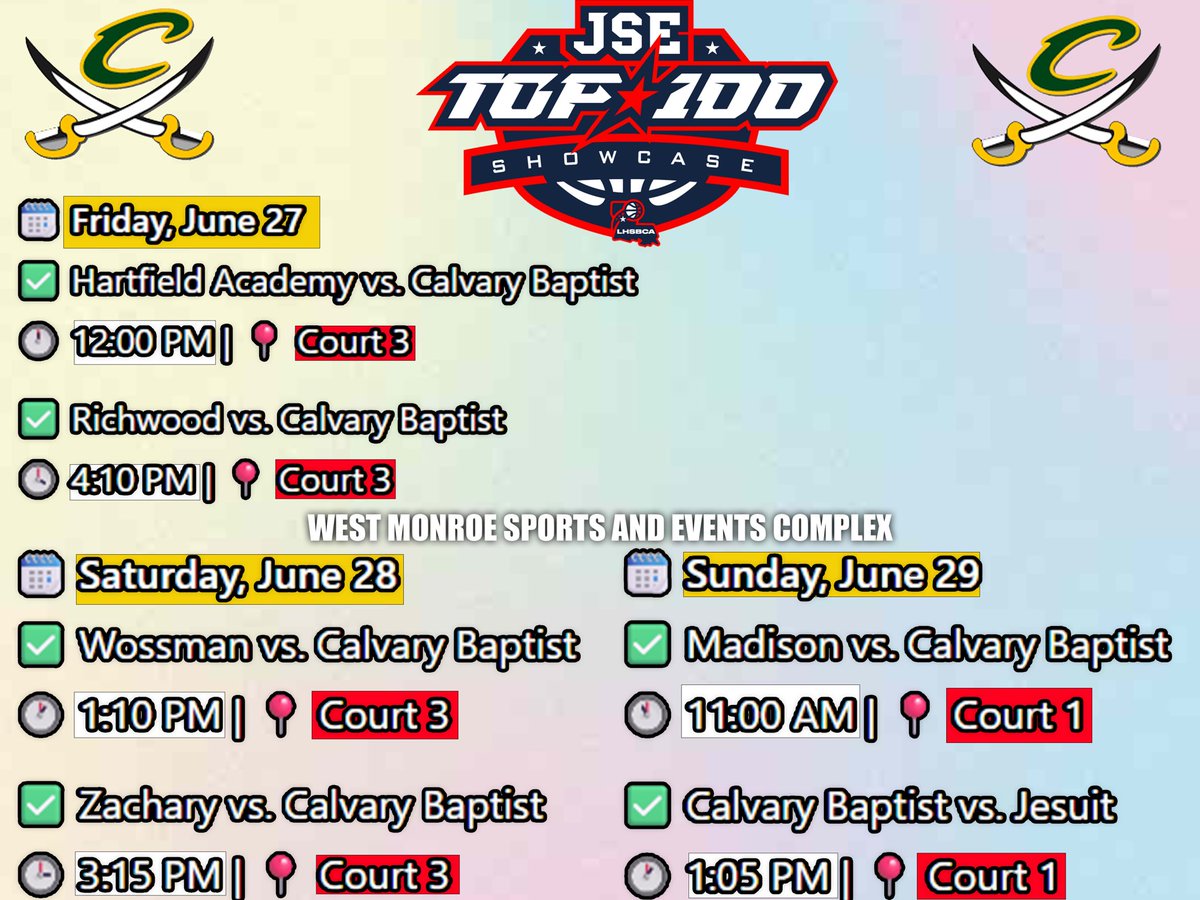 This is my schedule for the 2025 JSE Top 100 Showcase