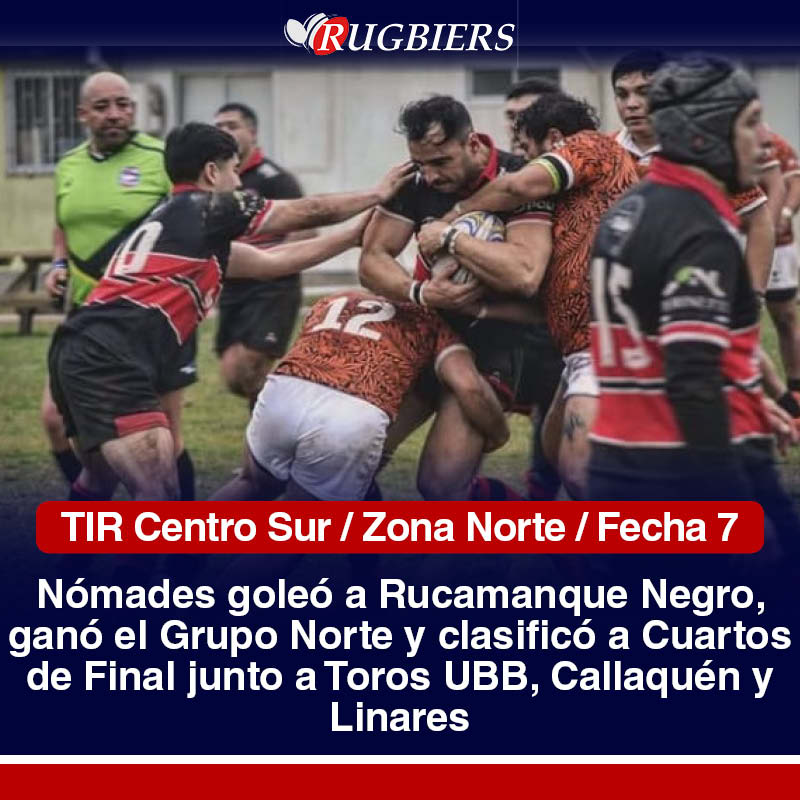 #TIRCentroSur | Zona Norte | Fecha 7
Nómades goleó a Rucamanaue Negro, ganó la Zona Norte y clasificó para Cuartos de Final junto a Toros UBB, Callaquén y Linares.
rugbiers.cl/2025/06/23/nom…