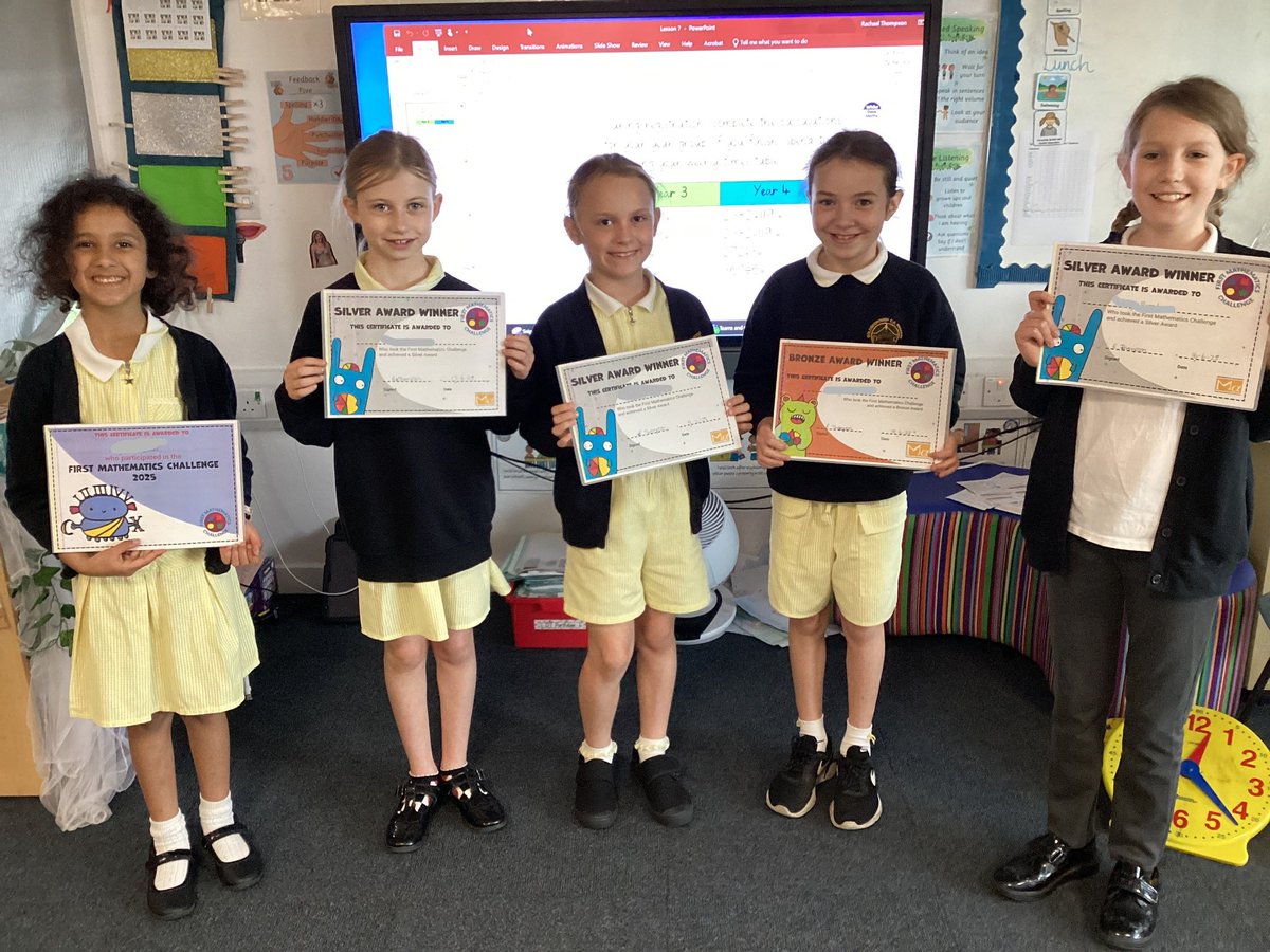 First Mathematics Challenge certificates for these superstar girls!