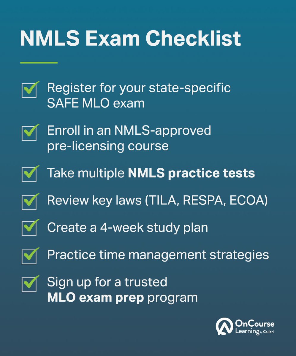 Preparing for the NMLS exam? We've got your back!

Follow this checklist to stay on track and crush your exam. From creating a 4-week study plan to mastering key laws, every step gets you closer to success. 🎯

Which step are you tackling today? Let us know below! 👇