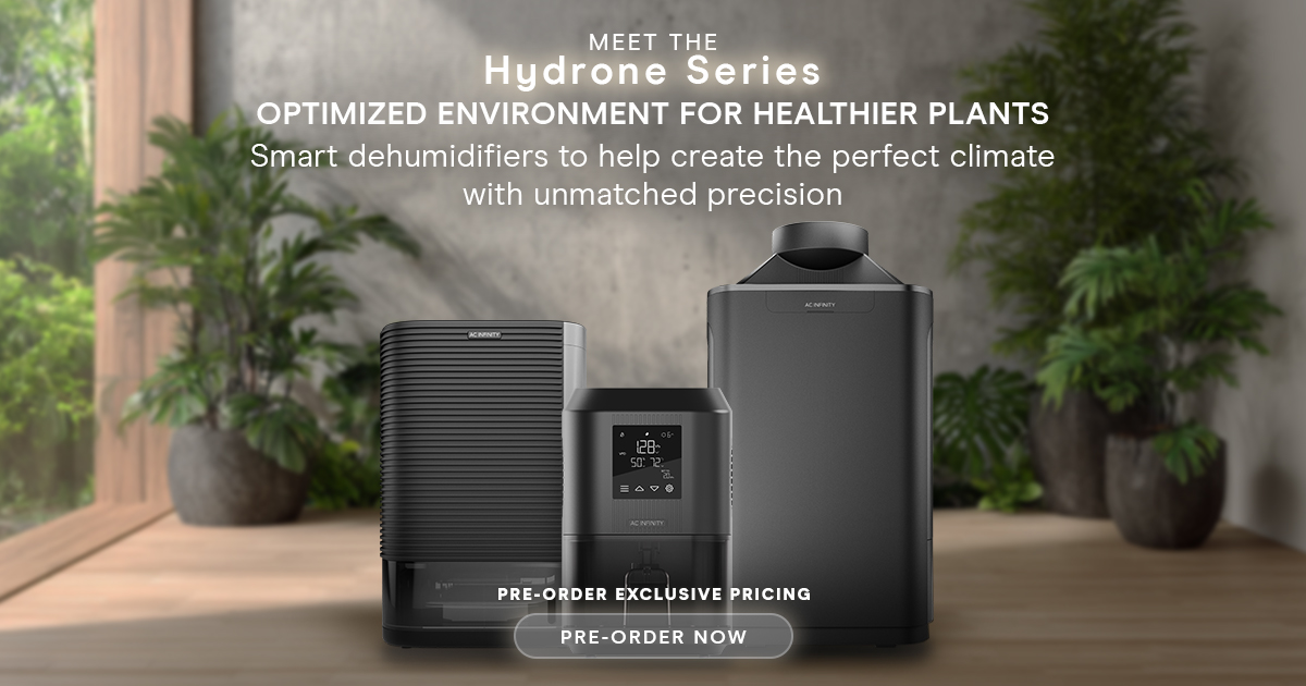 AcInfinityInc's tweet image. Introducing the Hydrone Dehumidifier Series 🍃💧
✅Hydrone 3: Ideal for grow tents up to 2x2, this compact unit makes minor dehumidification adjustments to raise VPD to a healthy 0.6–1.0 kPa. Perfect for seedlings, clones, or small-scale grows.
✅ Hydrone 5: Engineered for…