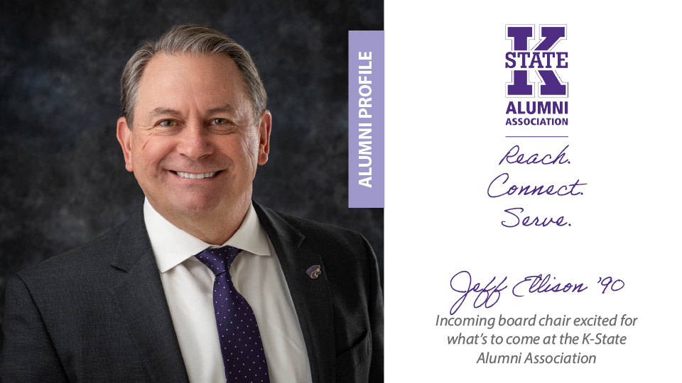 KStateAlumni's tweet image. On an ordinary day in 2018, Jeff Ellison ’90 got a call from Kendal Frazier ’73, then chair of the K-State Alumni Association’s board of directors, asking him if he would like to join the board.

That phone call was years in the making.
k-state.com/news/2025June9…
#KStateAlumni