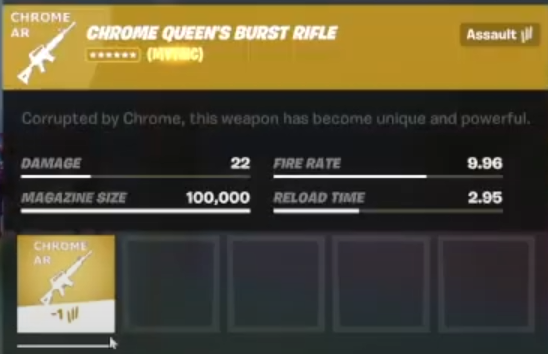 FUN FACT: The Herald was originally supposed to be named "Chrome Queen" ‼️

You can see the "Chrome Queen's Burst Rifle" in a Vibin' Dev Build

Source: youtube.com/@Dabomb772
#Fortnite #FortniteNews