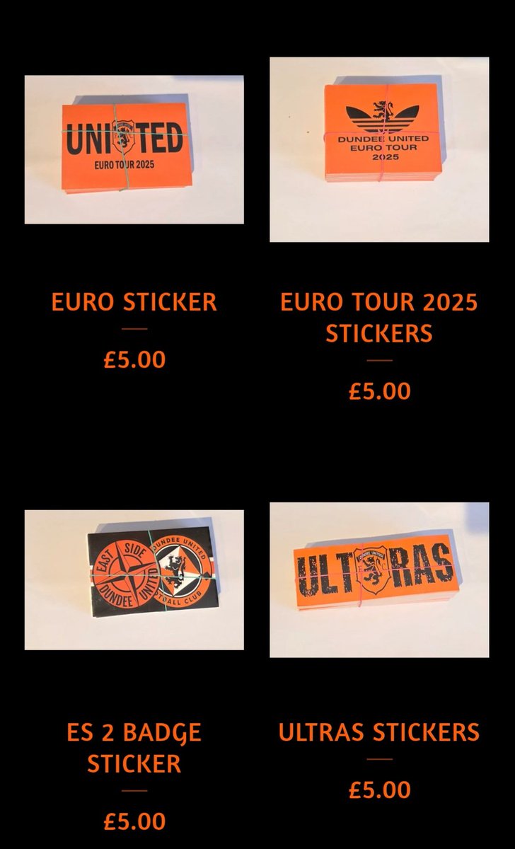 DisplaysDufc's tweet image. We have just had a delivery of stickers including 2 euro ones. Plenty different stickers options aswell as euro t-shirts and summer hat on our online shop.  dundeeutddisplayteam.bigcartel.com/products