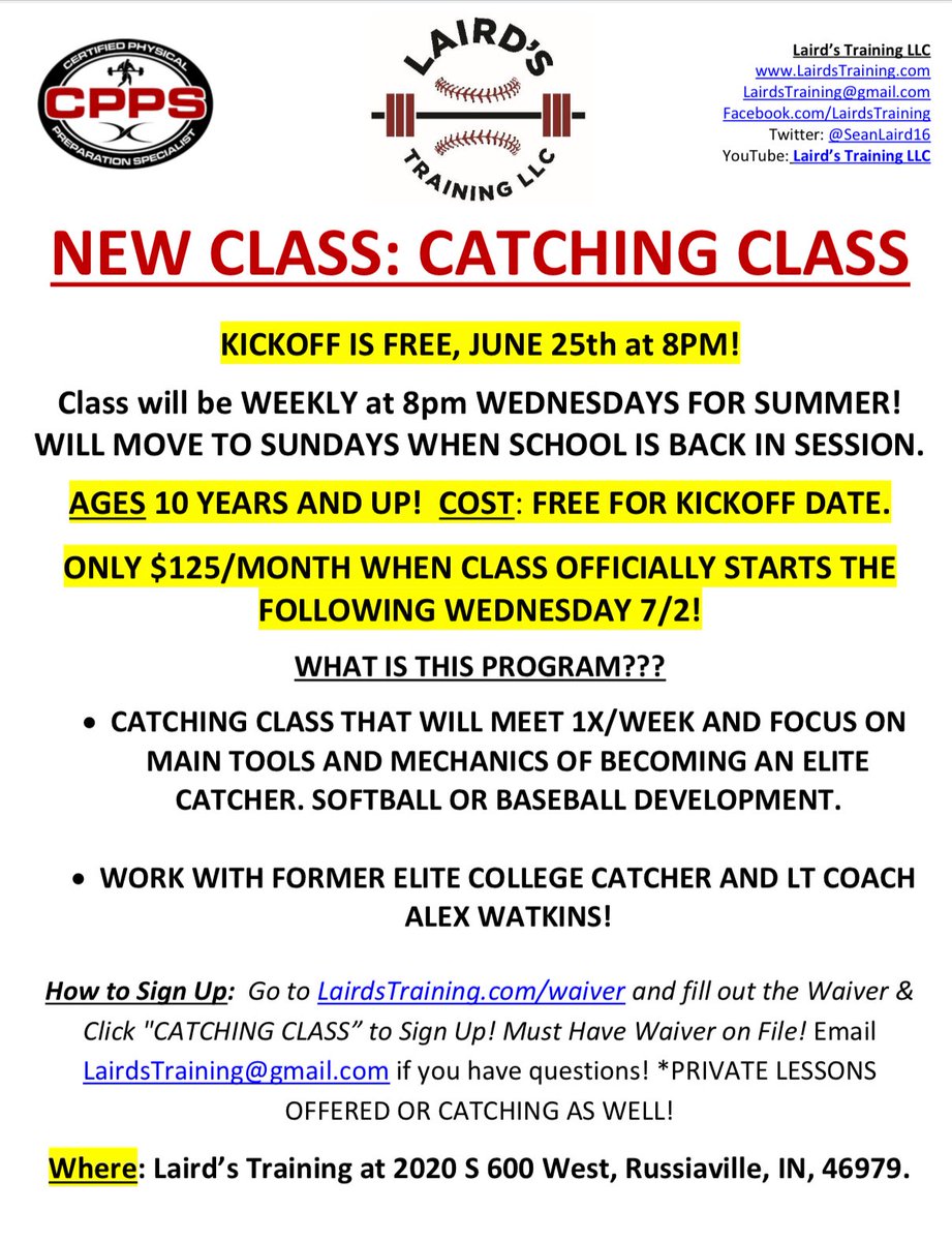 LairdsTraining's tweet image. FREE KICKOFF FOR NEW CATCHING CLASS THIS WED at 8pm! Sign up here: lairdstraining.com/waiver!
This will be another one of our year round classes! New Fielding Class Coming Soon as well!!
#LTSquad #Training #Lessons #Development #catching #baseball #softball
