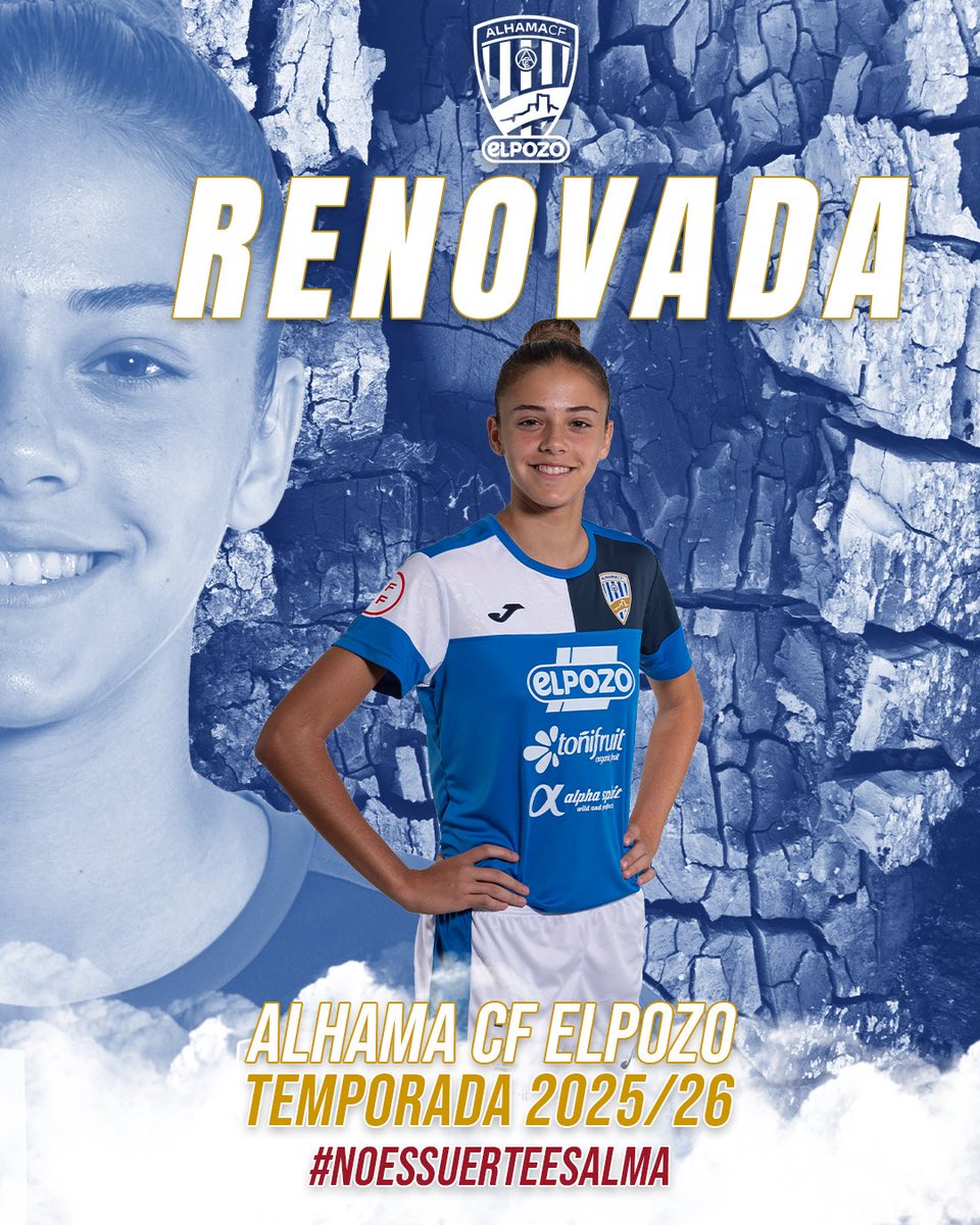 𝐑𝐄𝐍𝐎𝐕𝐀𝐂𝚰Ó𝐍 🔄

📝La joven defensora cartagenera <a href="/Carlaacasti_/">Carla Castiñeyras</a> renueva con el Alhama CF y será su segunda temporada en las filas del club azulón.

🔵 Carla debutará la próxima campaña en <a href="/LigaF_oficial/">Liga F</a> con la camiseta azulona.

#Carla2026 #NoEsSuerteEsAlma