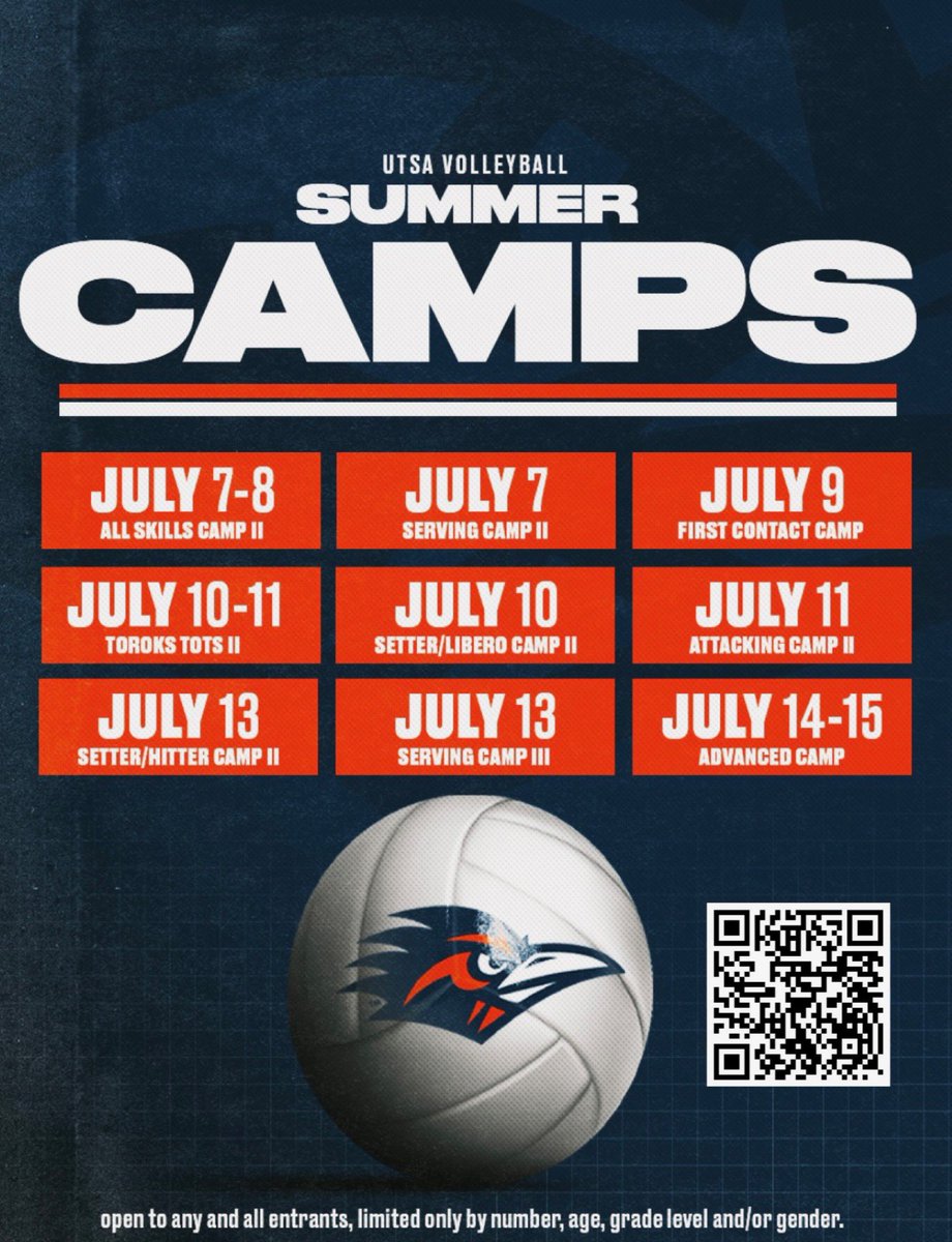 UTSAvolleyball's tweet image. Spots are filling up fast!
๐: utsavolleyballcamps.com
#BirdsUp ๐ค | #LetsGo210