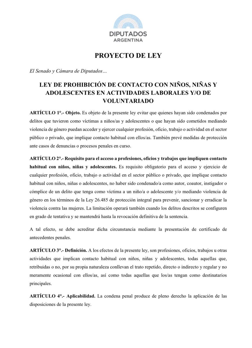 🏛️La diputada nacional <a href="/GabrielaBrouwer/">Gabriela Brouwer de Koning</a> presentó un proyecto de ley que busca evitar que quienes hayan sido condenados por delitos violentos contra niños, niñas o adolescentes puedan desempeñar cualquier profesión o actividad voluntaria con contacto habitual con menores.