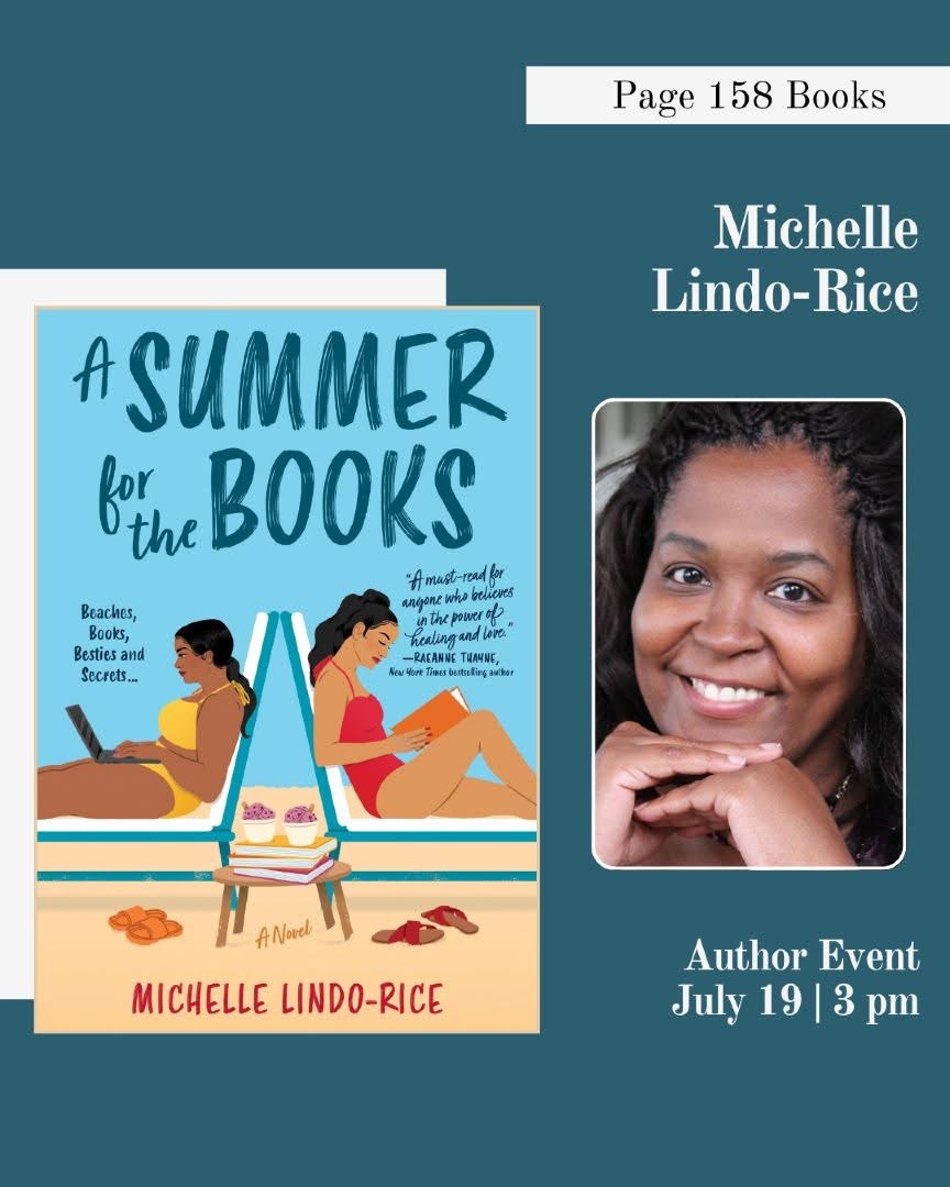Michelle Lindo-Rice-author|Michelle Jackson-agent (@mlindorice) on Twitter photo ✨I will be visiting Page 158 Books this July to celebrate my latest novel, A Summer for Books.😁
For details visit page158books.com/event/author-e…
<a href="/page158books/">Page158books</a> <a href="/LCSLiterary/">LCSLiteraryServices</a>
#books #booktok #BookTwitter ✨I will be visiting Page 158 Books this July to celebrate my latest novel, A Summer for Books.😁
For details visit page158books.com/event/author-e…
<a href="/page158books/">Page158books</a> <a href="/LCSLiterary/">LCSLiteraryServices</a>
#books #booktok #BookTwitter
