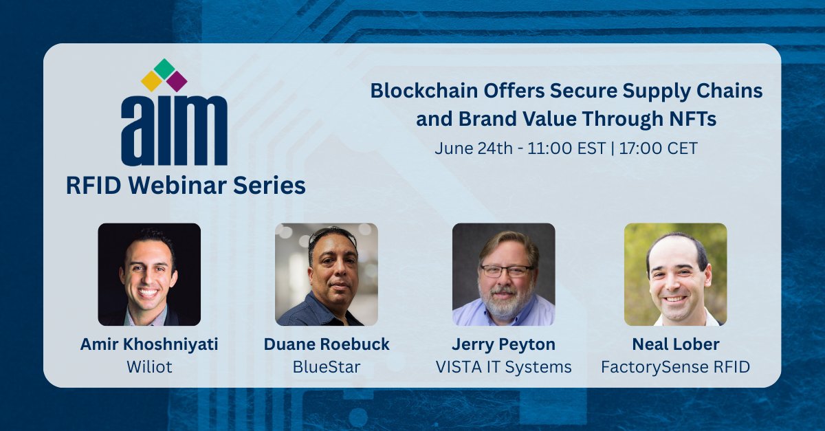 Join our expert panel tomorrow as they explore how #AIDC technologies like #IoT and #RFID are being integrated with #blockchain to:
 ✅ Enhance traceability
 ✅ Strengthen trust
 ✅ Elevate brand value
 ✅ Power the World Wide Web of Objects
us02web.zoom.us/webinar/regist…