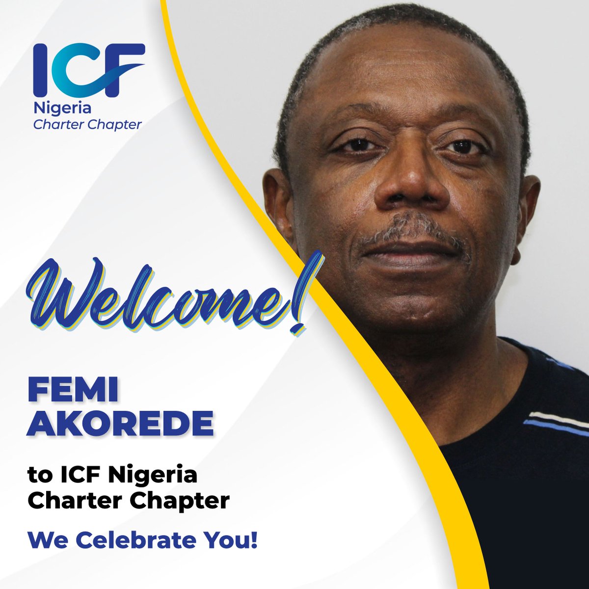 ICFNigeria's tweet photo. #NewMemberAlert🚨
Welcome to ICF Nigeria Chapter

Dr. Patrick Reis &amp;
Femi Akorede ACC

We Celebrate You!🥳

#ICF #ICFNigeria
#ExperienceCoaching #ProfessionalCoaching
#ICFCoach #CoachingCommunity #Leadership https://t.co/ajsheurSOq