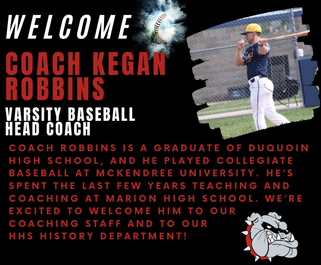 HHSbulldogsIL's tweet image. Please give a big Highland welcome to Coach Kegan Robbins, our new Highland High School head varsity baseball coach!