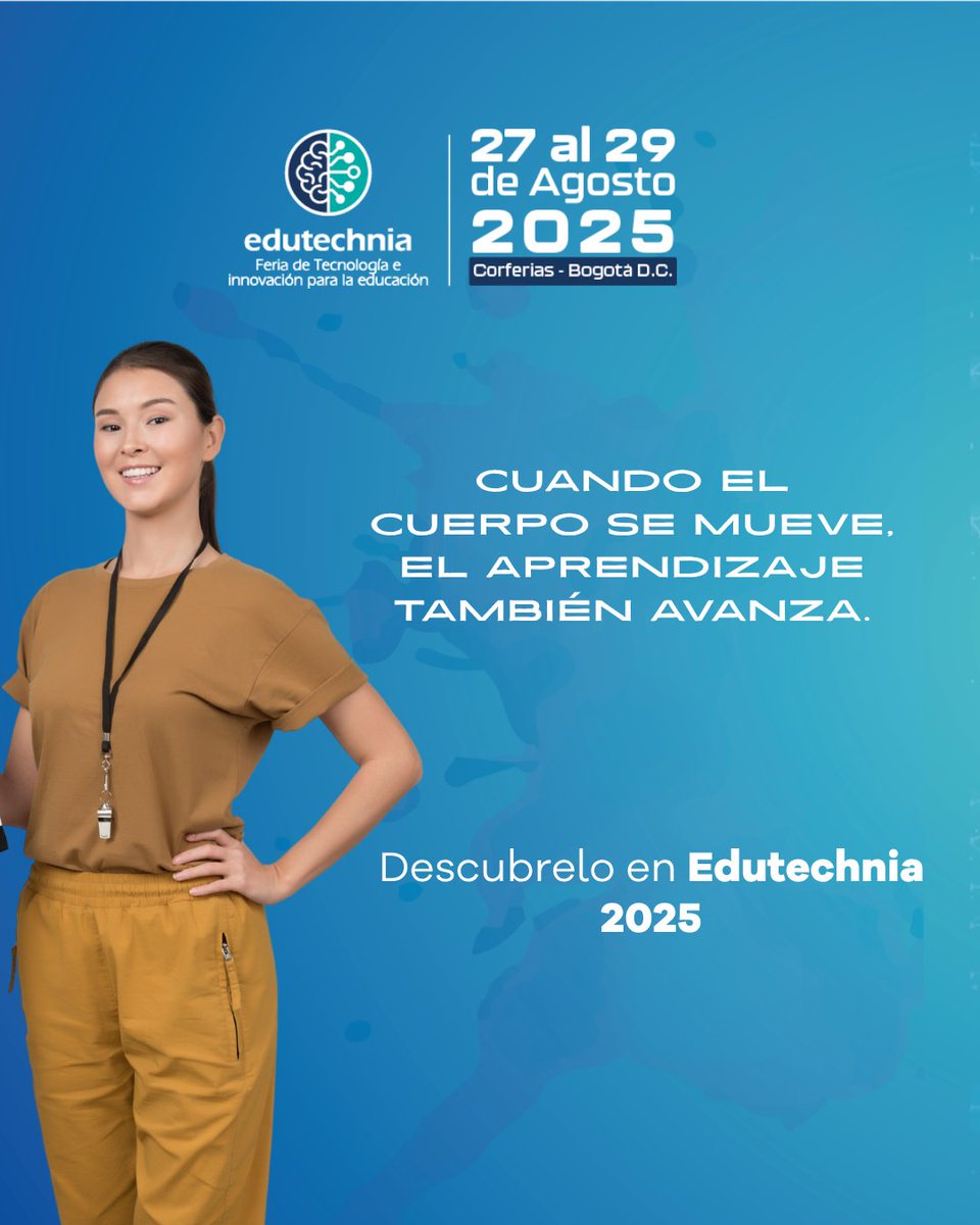 🏃‍♂️✨ La educación física evoluciona con tecnología wearable: sensores, relojes y datos que motivan, personalizan y optimizan el aprendizaje activo.

📍 Descúbrelo en #Edutechnia2025, del 27 al 29 de agosto en Corferias, Bogotá.

🔗 Regístrate gratis: bit.ly/Edutechnia_Reg…