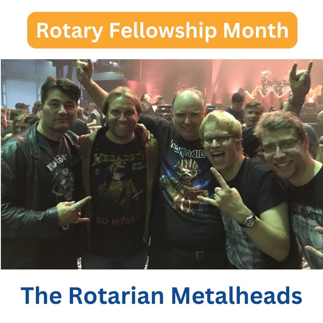 YtownRotary's tweet photo. Rotary Fellowships are all about connecting with Rotarians who share similar interests. These clubs can stretch across the world!

For example, the Rotarian Metalhead Fellowship is dedicated to the love of metal music!

Head over to https://t.co/ufkzNp9chE to learn more. https://t.co/EJUiTw4tei