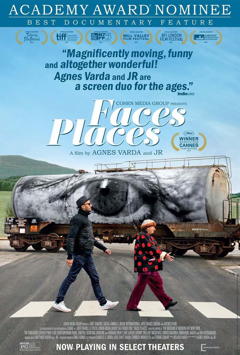 Just a reminder that 2017’s Faces Places is a wonderful documentary. Agnés Varda and JR are a compelling duo and the journey is filled with unforgettable imagery.