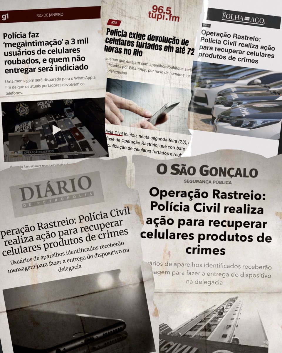 Uma grande ação da Polícia Civil para rastrear e devolver celulares às vítimas de roubos e furtos. A “Operação Rastreio” combate toda a cadeia criminosa que envolve a subtração e a receptação de celulares.

Desde o início da "Operação Rastreio", em maio deste ano, as ações