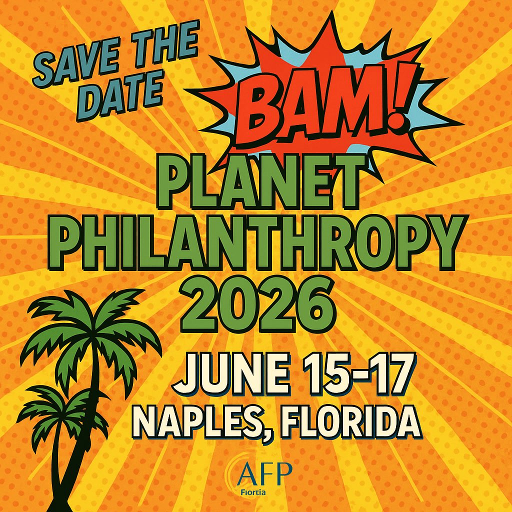 AFPFL's tweet photo. 💥 BAM! Planet Philanthropy 2026 is headed to Naples, FL!
📅 June 15–17
🌴 Save the date for FL’s premier fundraising conference!

🎟️ VIP Early Access: $550 (includes social event!) thru Aug 1.
#afp25pp #afp26pp
#PlanetPhilanthropy  #AFPFla #FundraisingForward https://t.co/LDFxL7xLrp