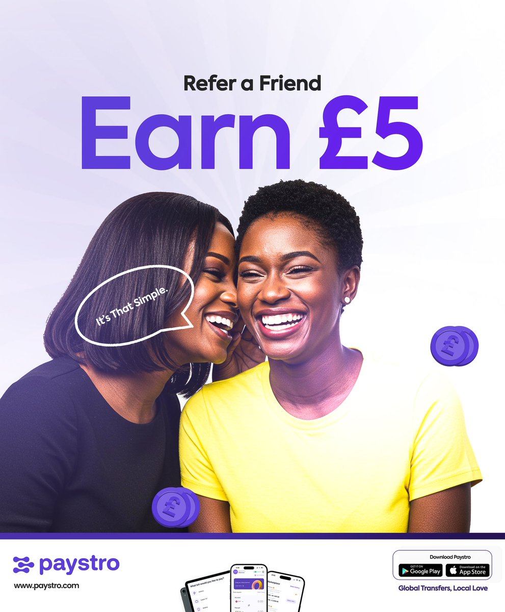 If you’ve been enjoying how easy it is to send money with Paystro, don’t keep it to yourself. When you refer a friend using your referral link, you get £5 once they start using the app. It’s that simple.