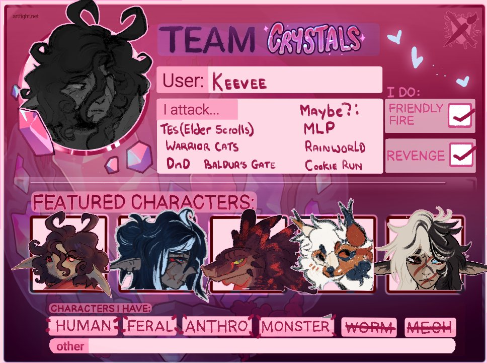 kee__vee's tweet photo. Will be on artfight this year!!! Team crystal 🫶 https://t.co/M6w3ImUVwi
